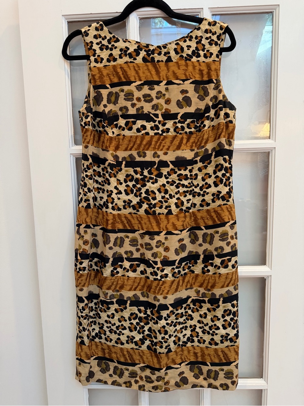 Vintage Jones New York 100% Silk Chic Animal Stripe Print Midi Dress Size 6